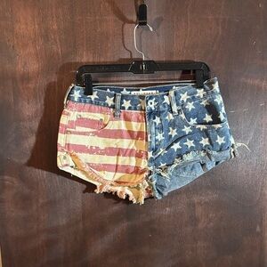 Bullhead Red, White, and Blue Star Stripe Jean Shorts